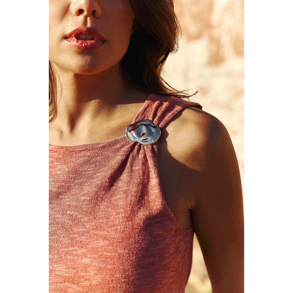 Asymmetrische gebreide mouwloze top, Minnie terracotta , LA PETITE ETOILE