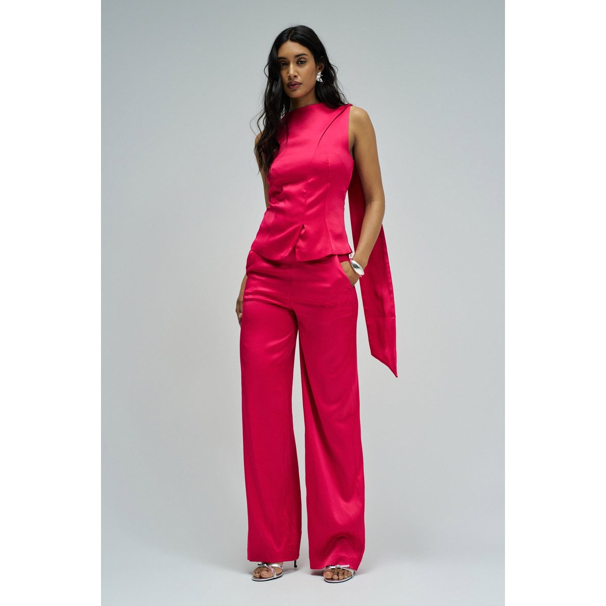 HAUT SATINÉ AVEC FOULARD rose, SALSA JEANS