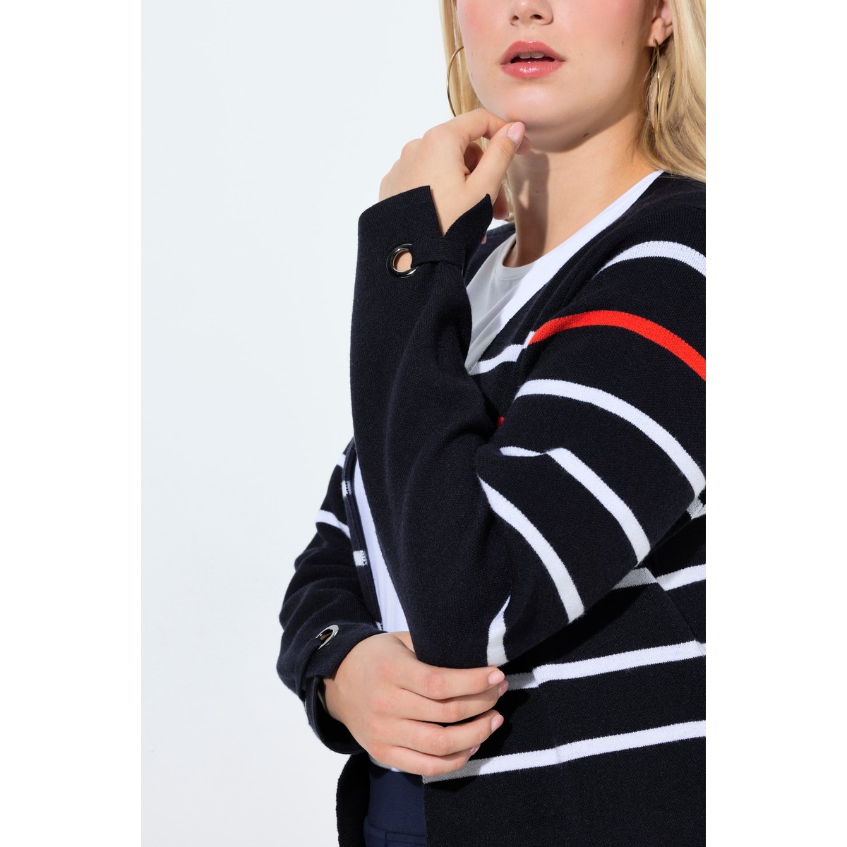 Cardigan rayé long marine, ULLA POPKEN