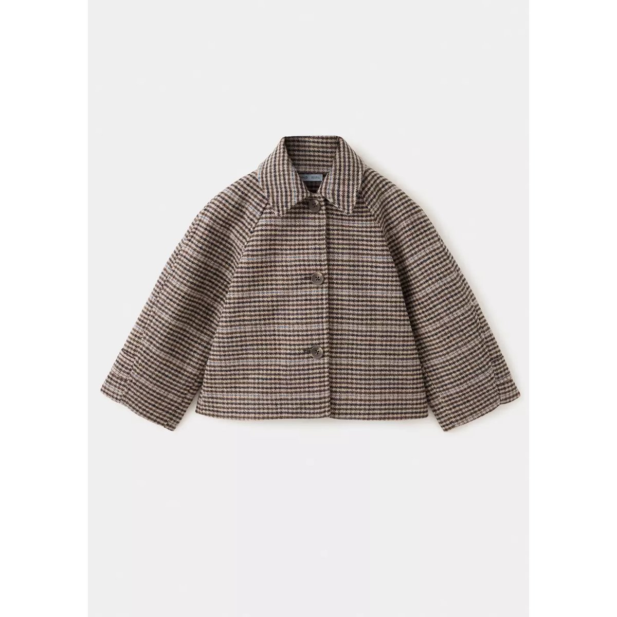 Manteau à motif pied-de-poule en laine marron, MANGO KIDS