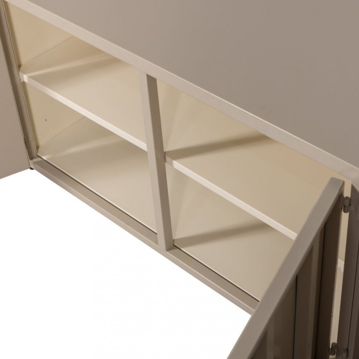 Meuble TV 4 portes en métal L160cm- LEVEL beige, WOOOD