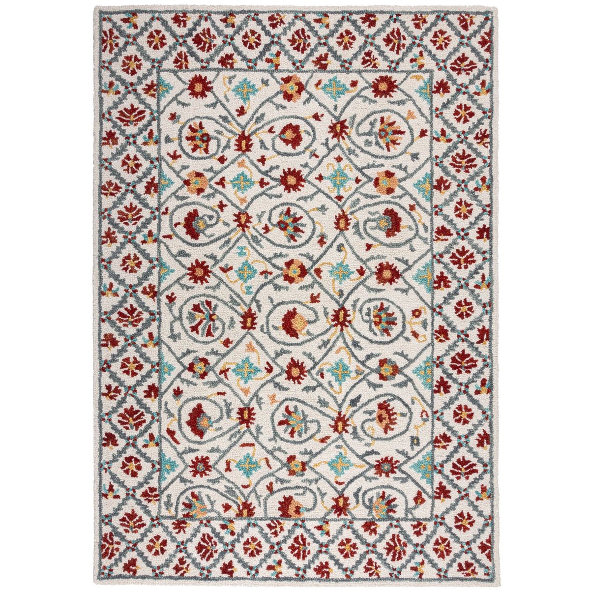 Tapis en laine IRIS Bleu et Rouge multicolore, FLAIR RUGS