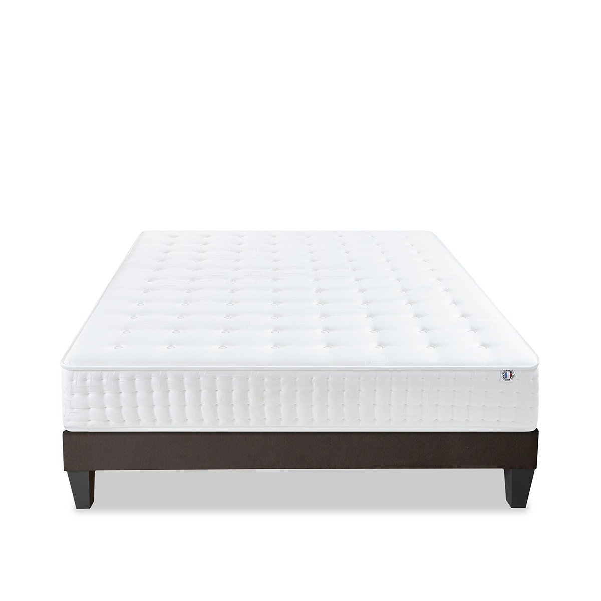 Ensemble Apollon - Matelas mémoire de forme moelleux + Sommier tri-lattes - 25 cm d'épaisseur blanc, OLYMPE LITERIE