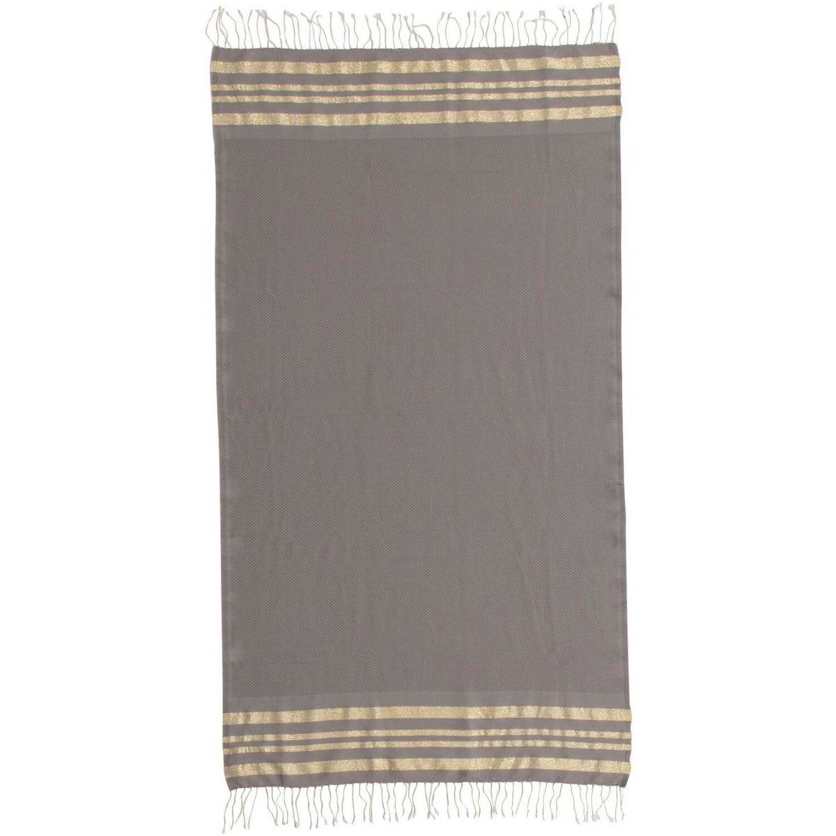 Fouta nid d'abeille coton HAMPTONS taupe clair / or, FEBRONIE