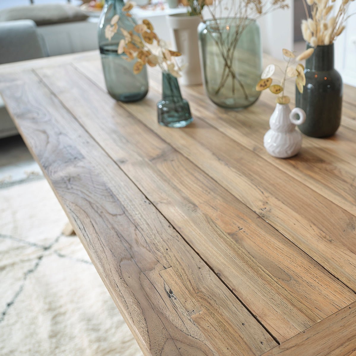 Table en bois de teck recyclé 6 pers.  CARGO naturel, BERAH GETAH