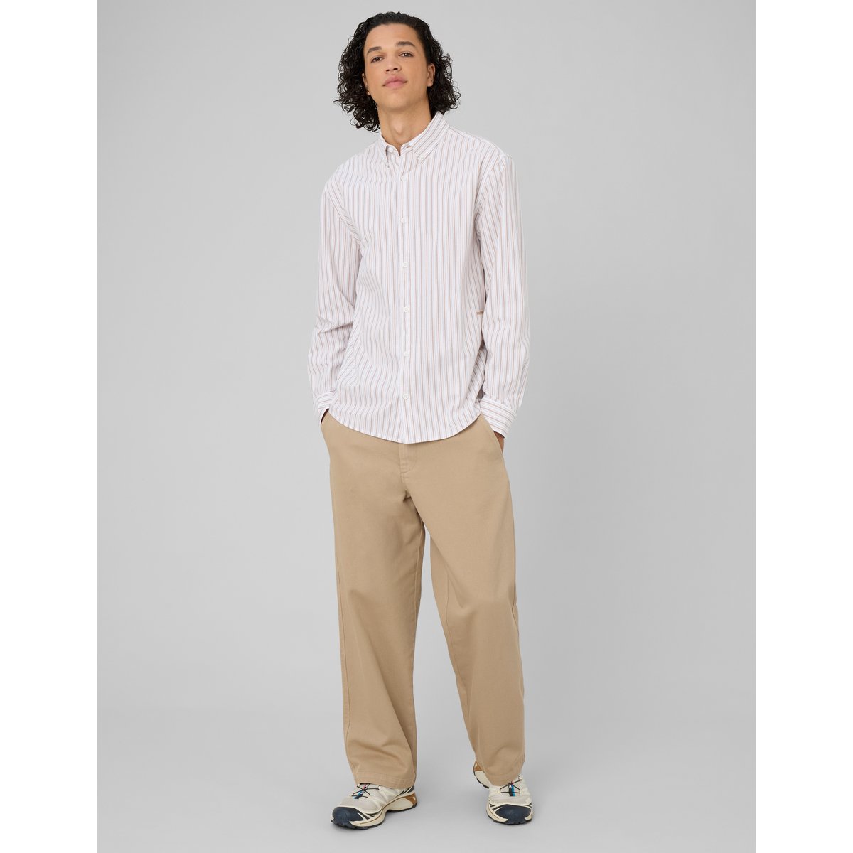 Chemise oxford rayée camel, BZB