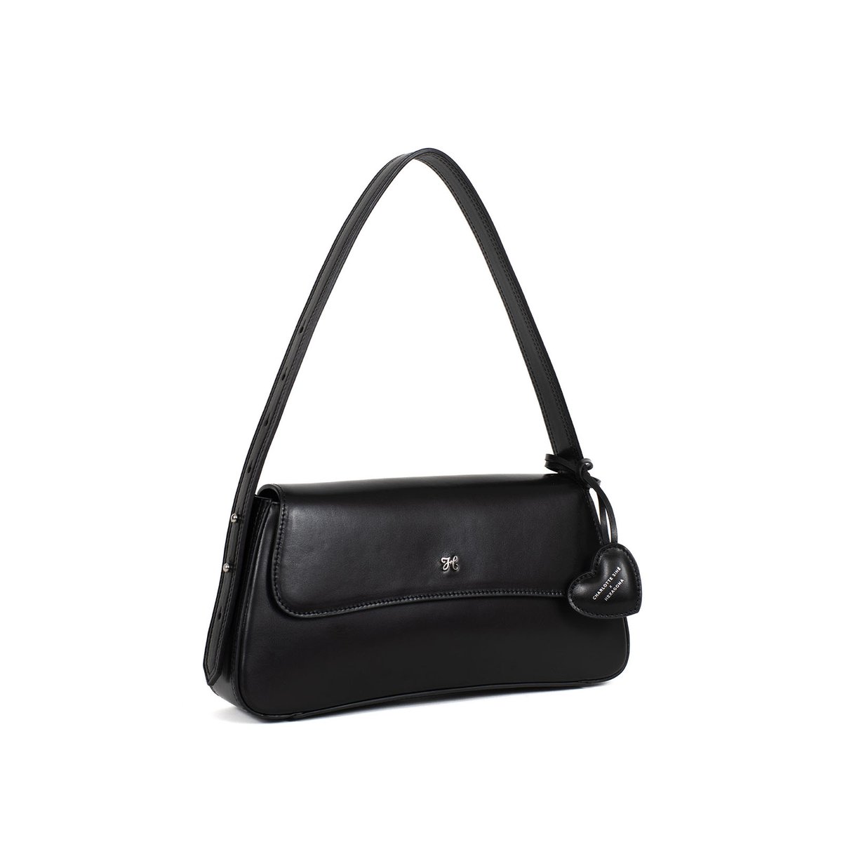 Sac porté épaule en cuir CHARLOTTE noir, HEXAGONA