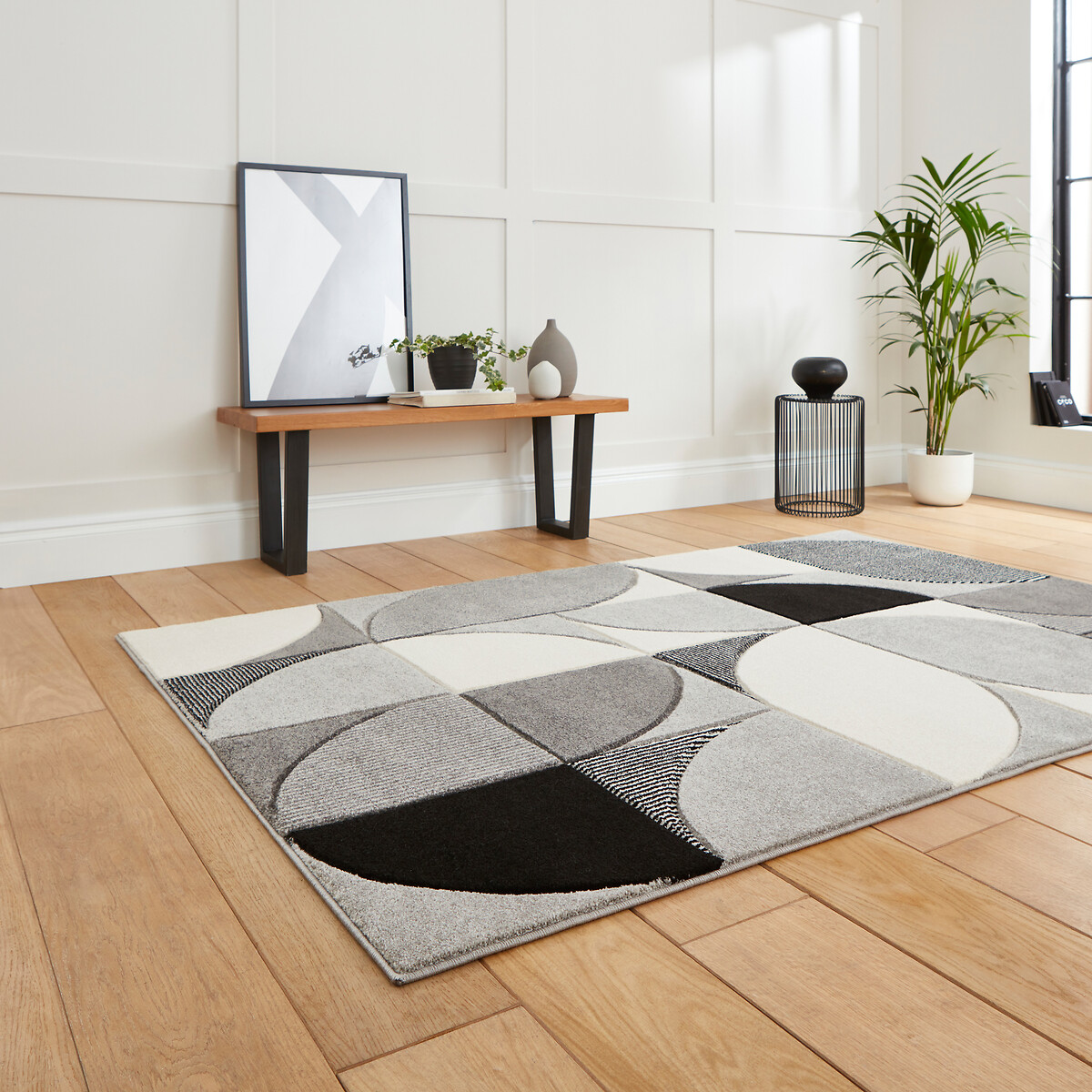 Hand Carved Abstract Shapes Rug grey/brown, SO'HOME