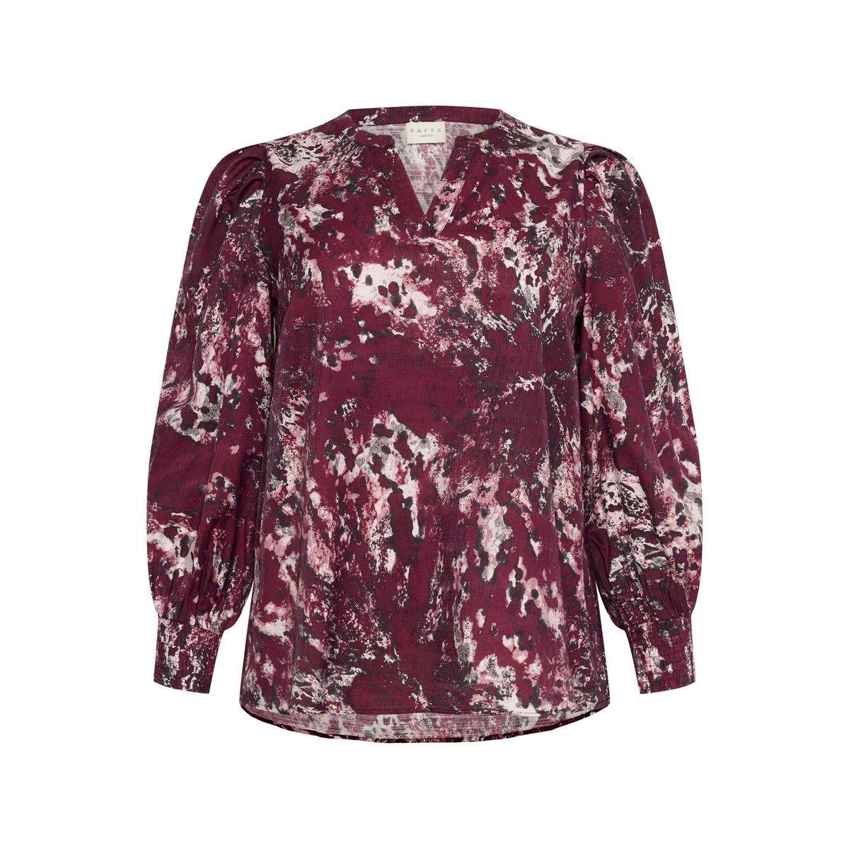 Blouse à manches longues rouge red black abstract, KAFFE CURVE