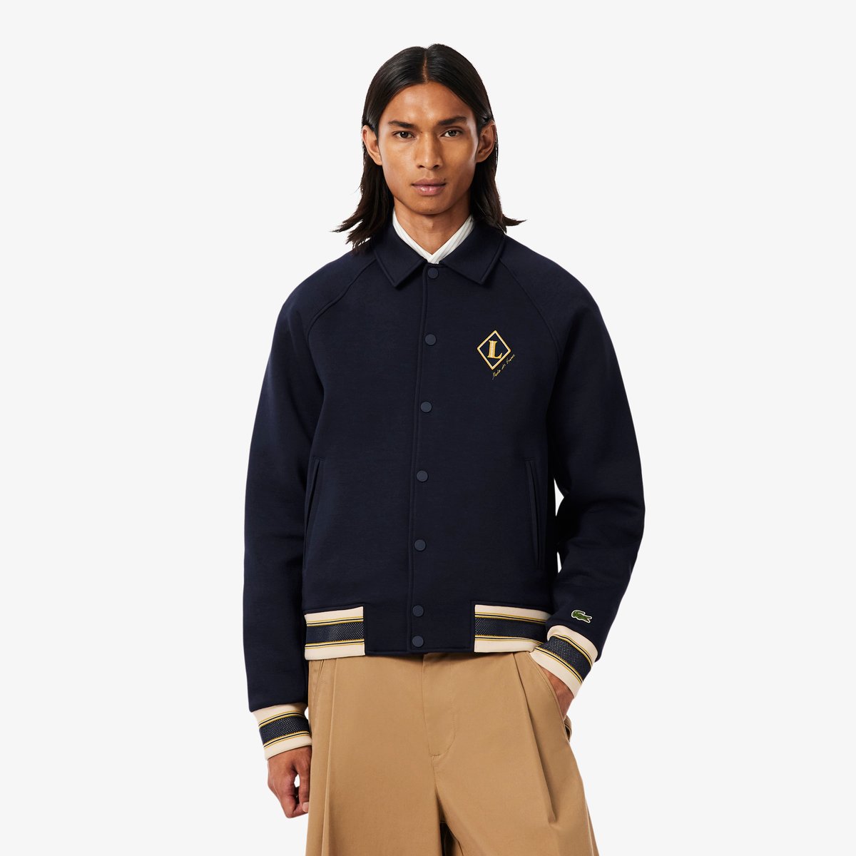 Veste varsity fabriquée en France badge bleu-mxq, LACOSTE