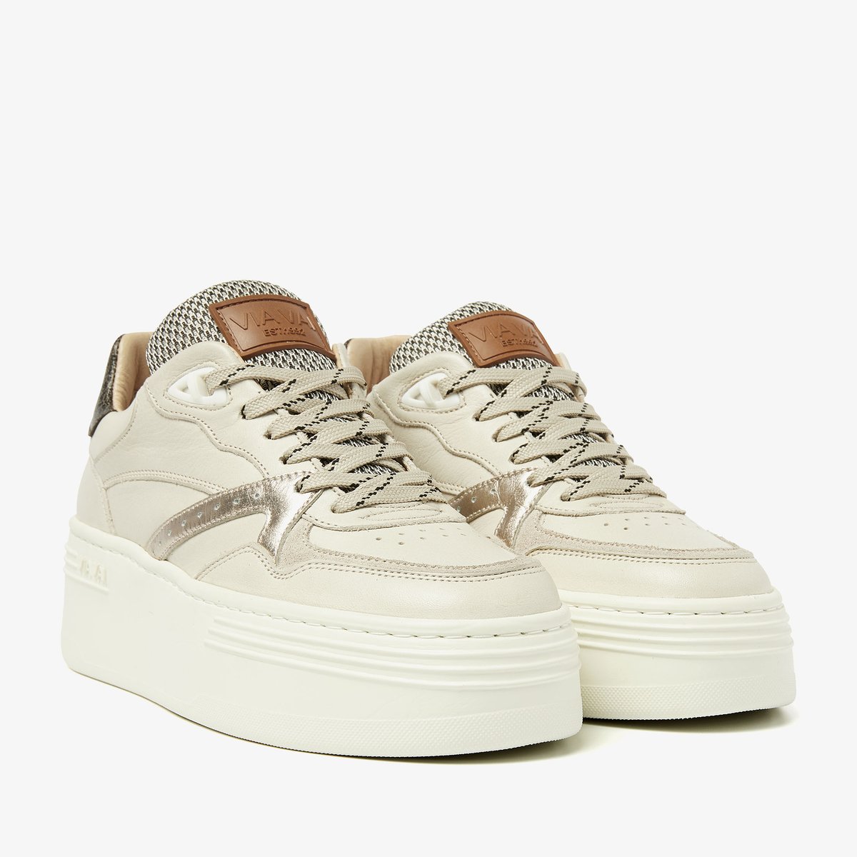Baskets en cuir ISA BROOKLYN beige, VIA VAI