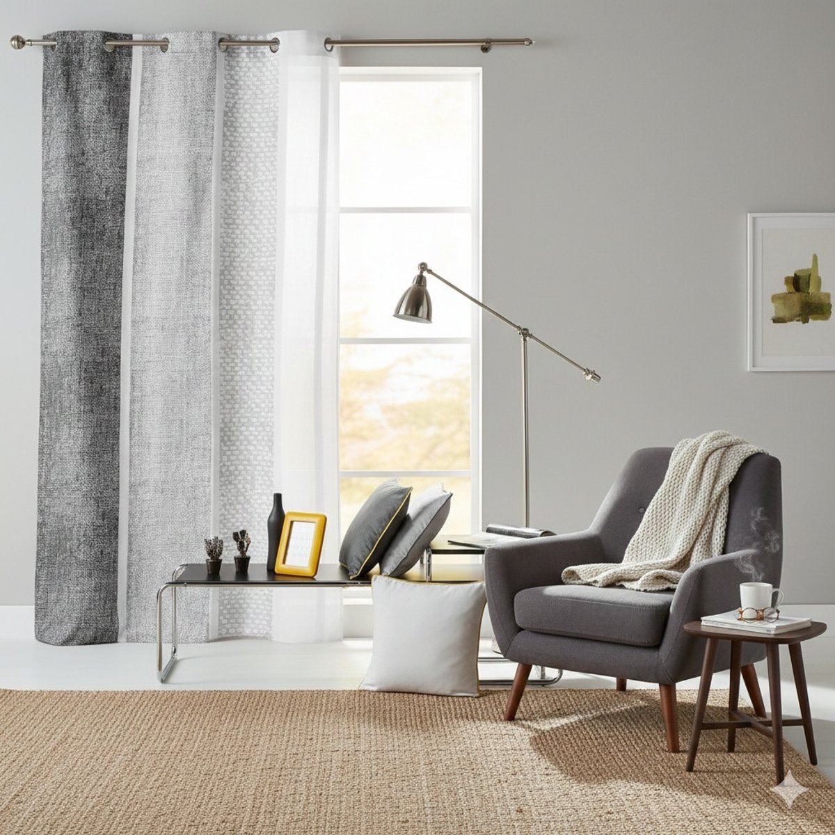 Rideau a oeillets 140 x 240 cm Textilio Gris gris, EDEN