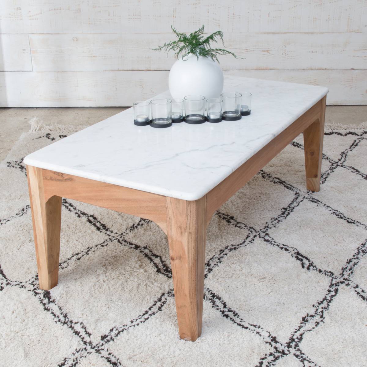 Table basse en bois de manguier ARTHURO blanc, MADE IN MEUBLES