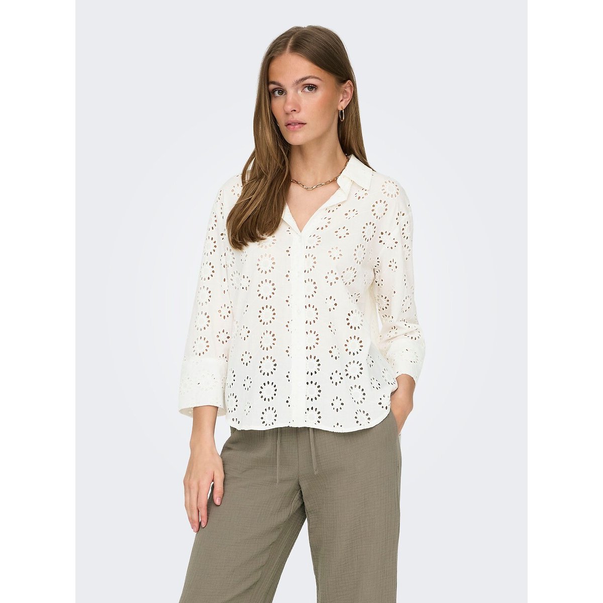 Chemisier détail broderies blanc, JDY