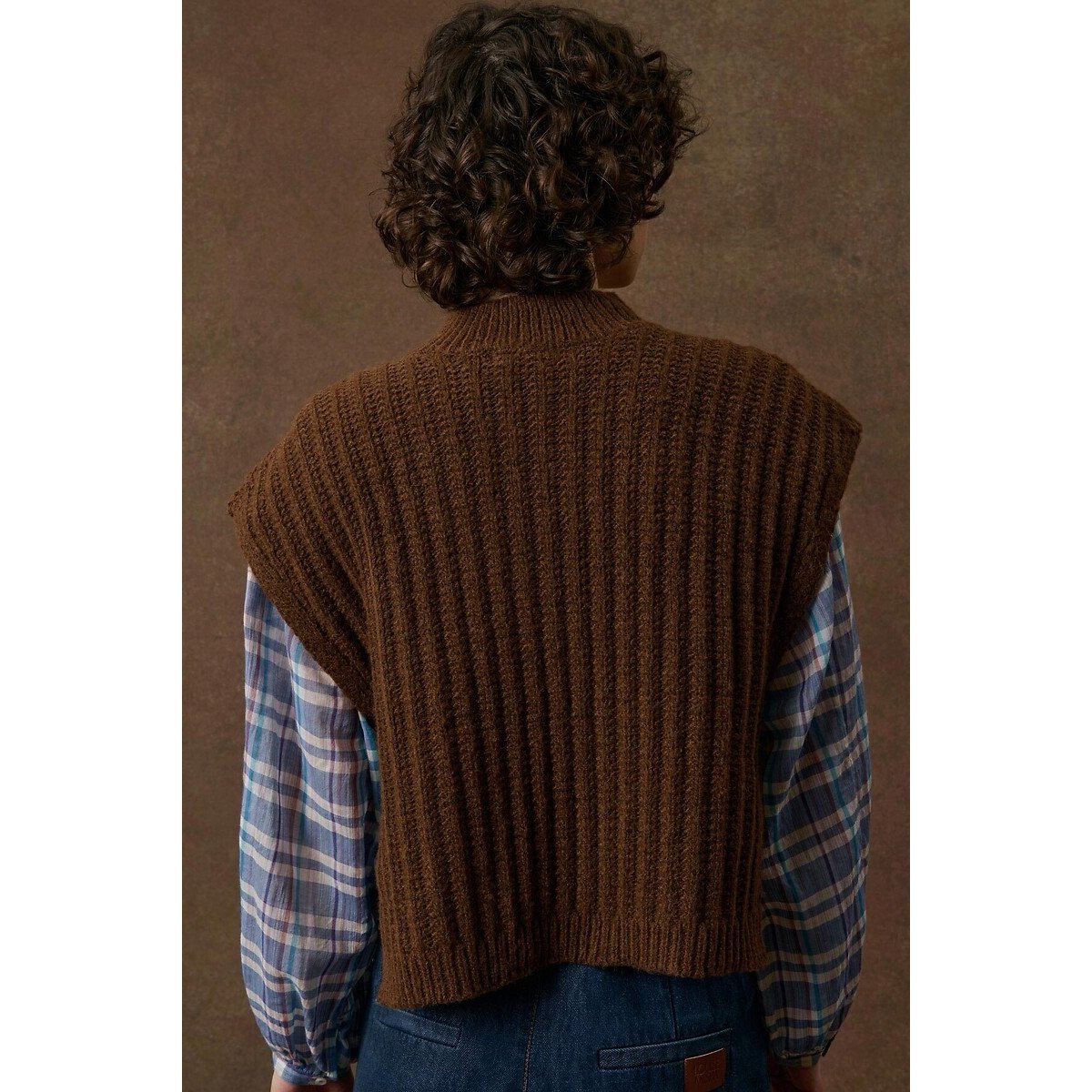 Pull sans manches brodé, SONGIA marron, LOUISE MISHA