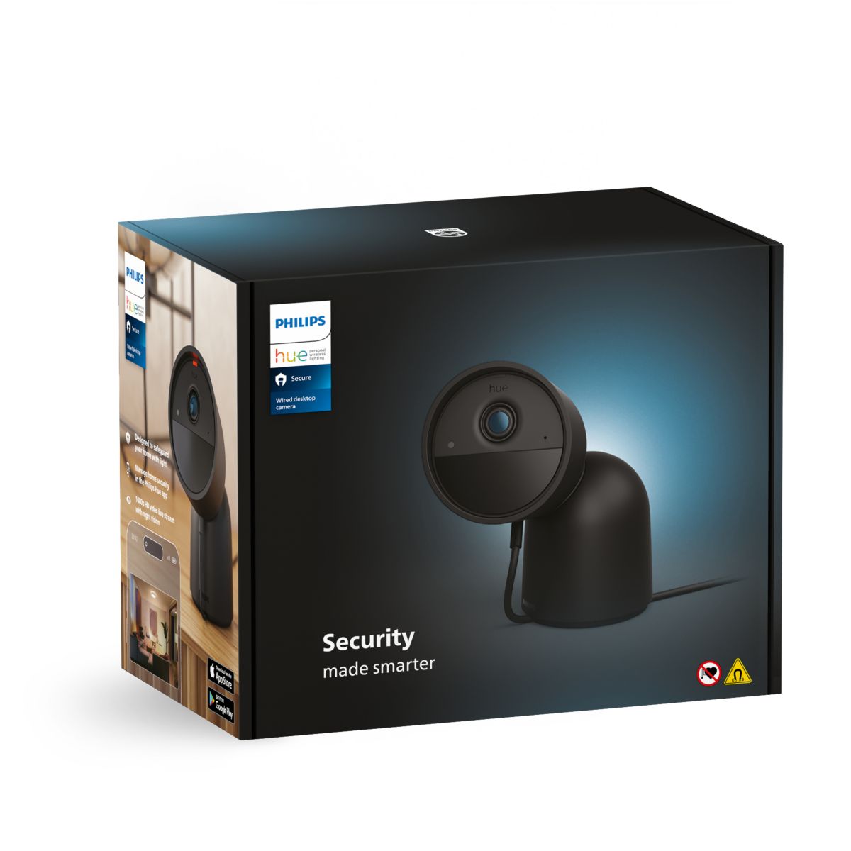 Caméra de surveillance SECURE avec support bureau noire couleur unique, PHILIPS HUE