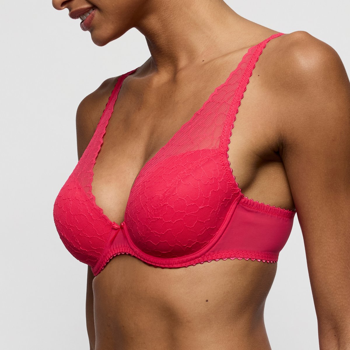 Soutien gorge rembourré plongeant AZELIE rouge - framboise, MARIE JO