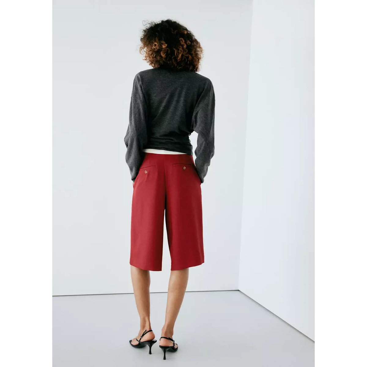Bermuda droit taille normale orange foncé, MANGO