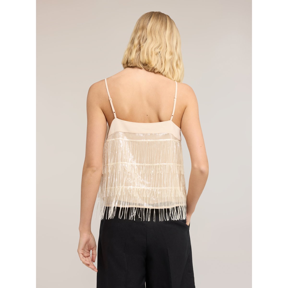 Top à franges beige, MOTIVI