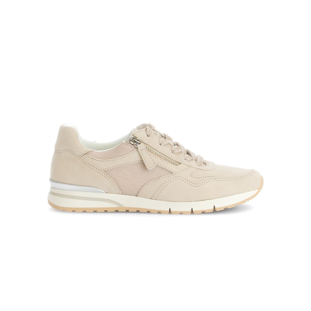 Baskets en cuir à talon compensé beige velours, GABOR