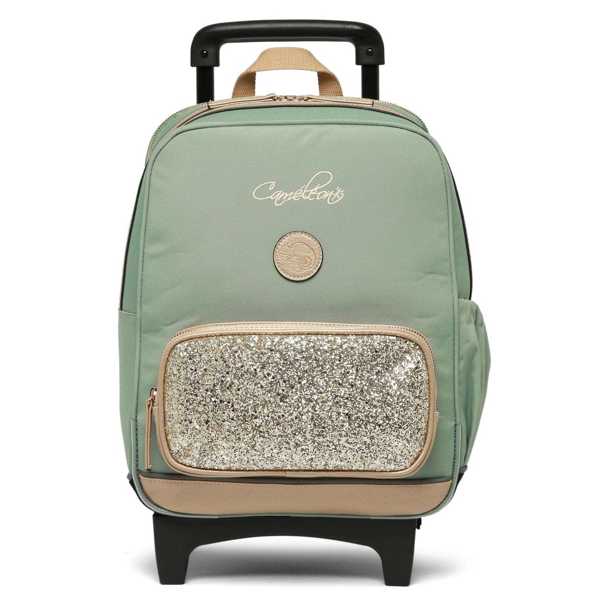 Sac a dos à roulettes 2 compartiments glossy green, CAMELEON