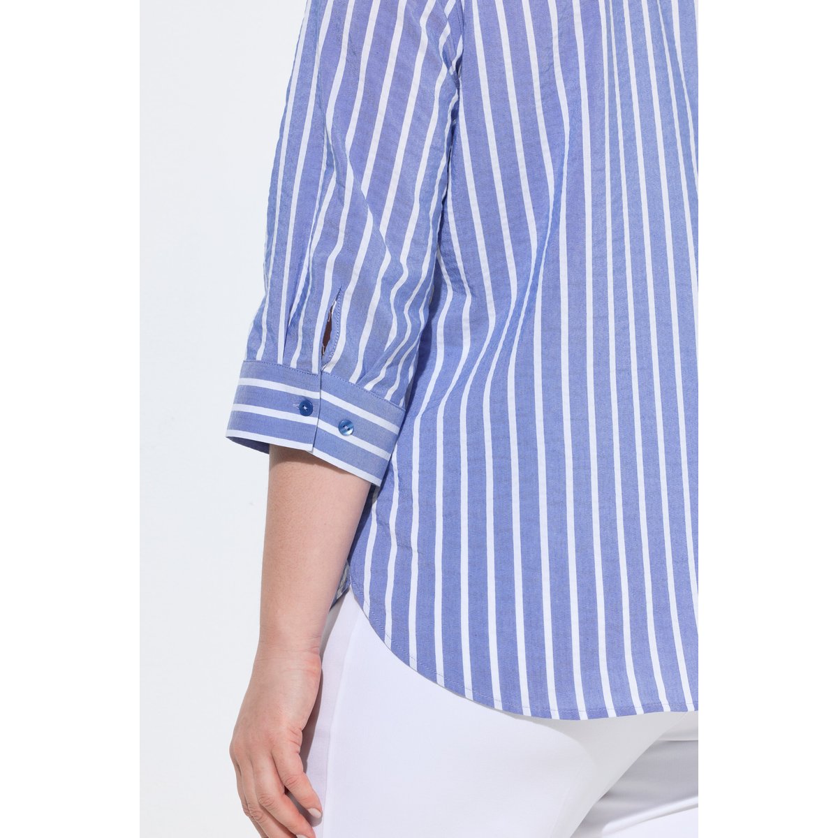Chemisier en Seersucker, coupe évasée bleu cobalt, ULLA POPKEN