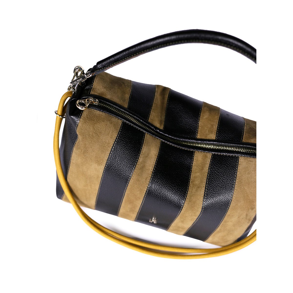Sac en cuir à effet rayures, HALO noir/taupe, CRAIE STUDIO