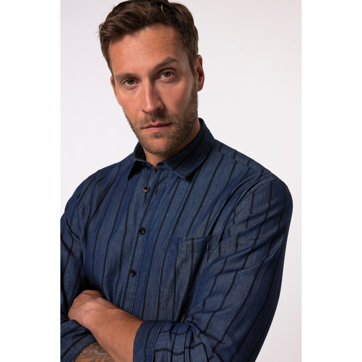 Chemise à rayures bleu jean, JP1880