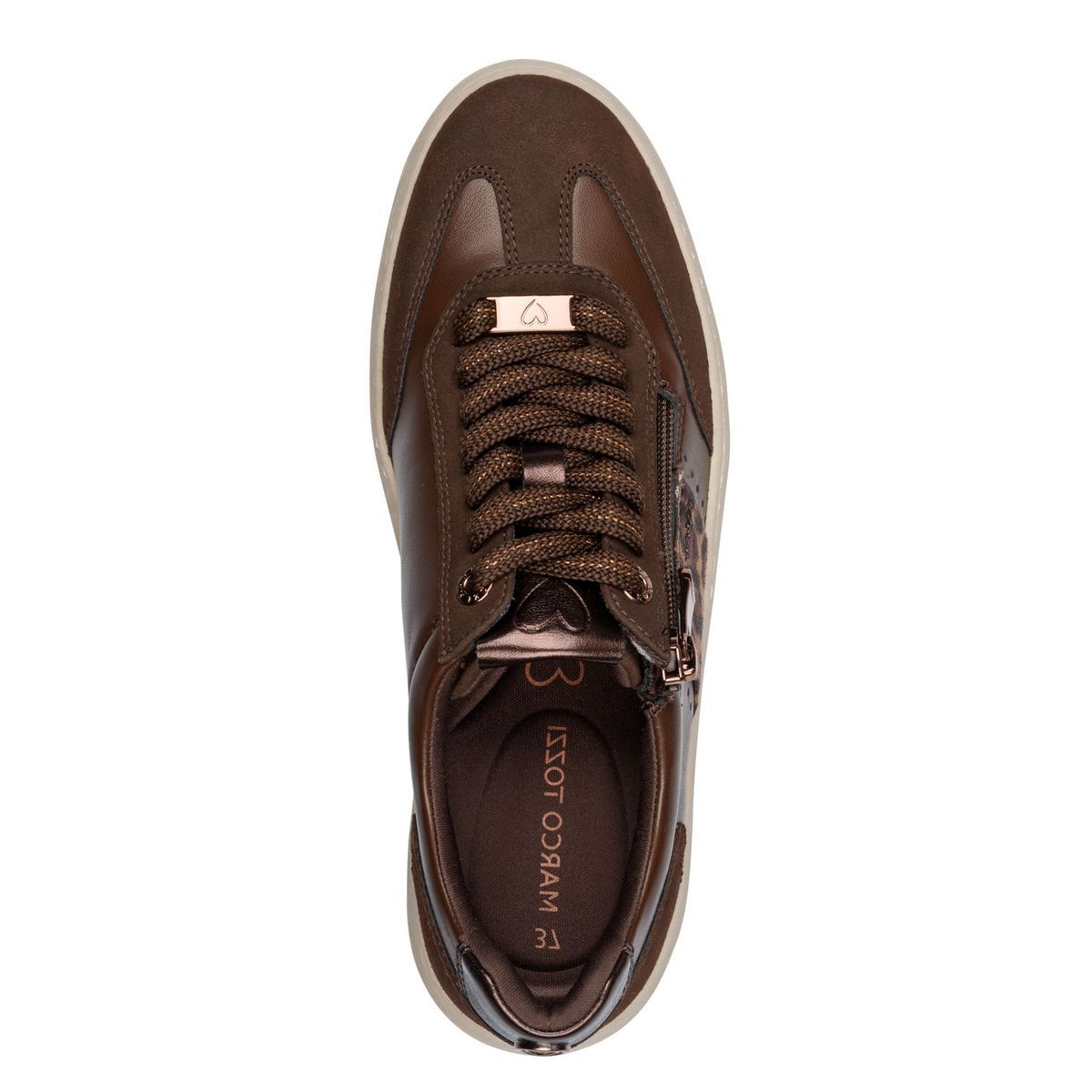 Basket à talon marron taupe nubuck, MARCO TOZZI