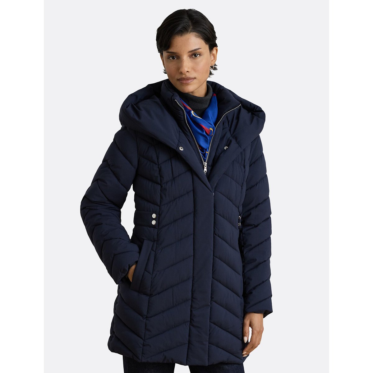 Doudoune mi-longue à capuche marine, LAUREN RALPH LAUREN