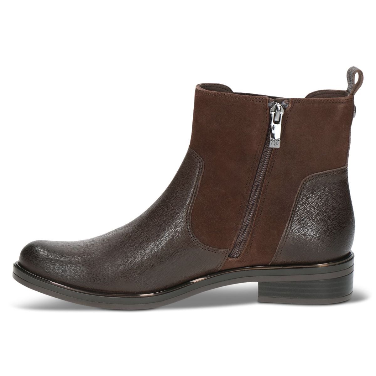 Bottine Chelsea talon bloc marron foncé combiné, CAPRICE