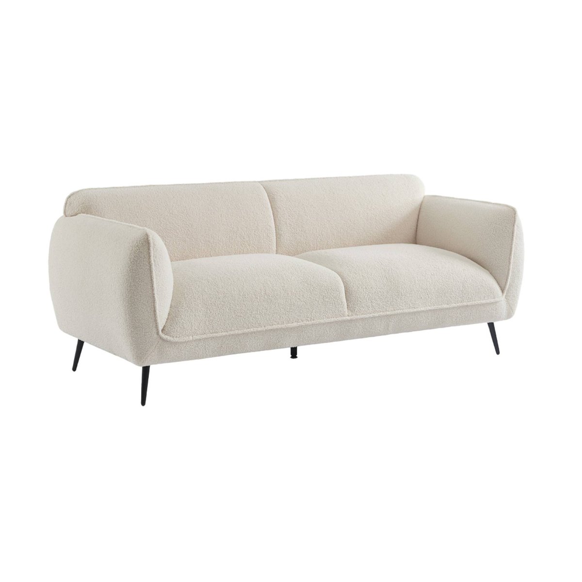Canapé 3 places pieds métal bouclette SOFT crème, SWEEEK