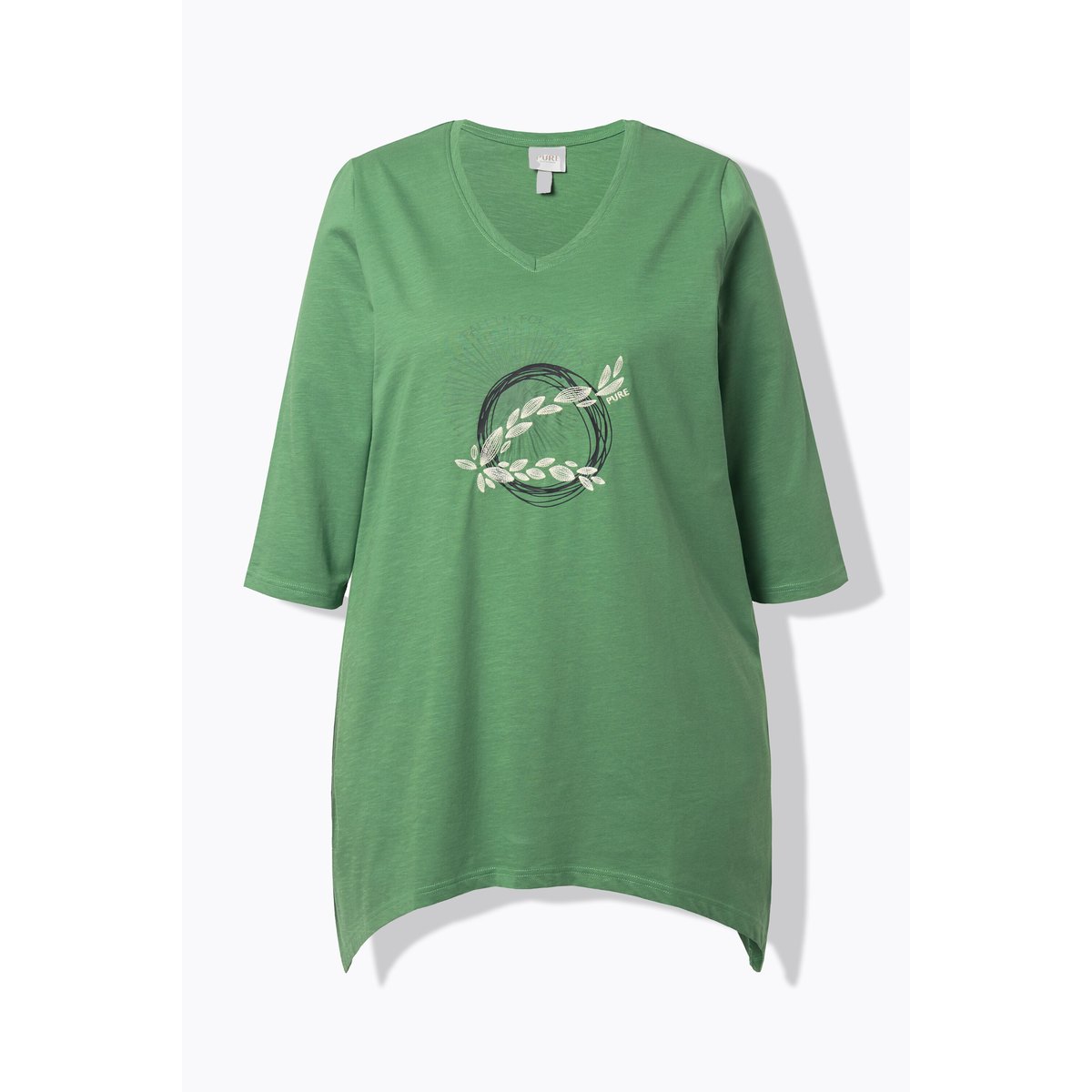 T-shirt en coton bio avec broderie vert mousse, ULLA POPKEN