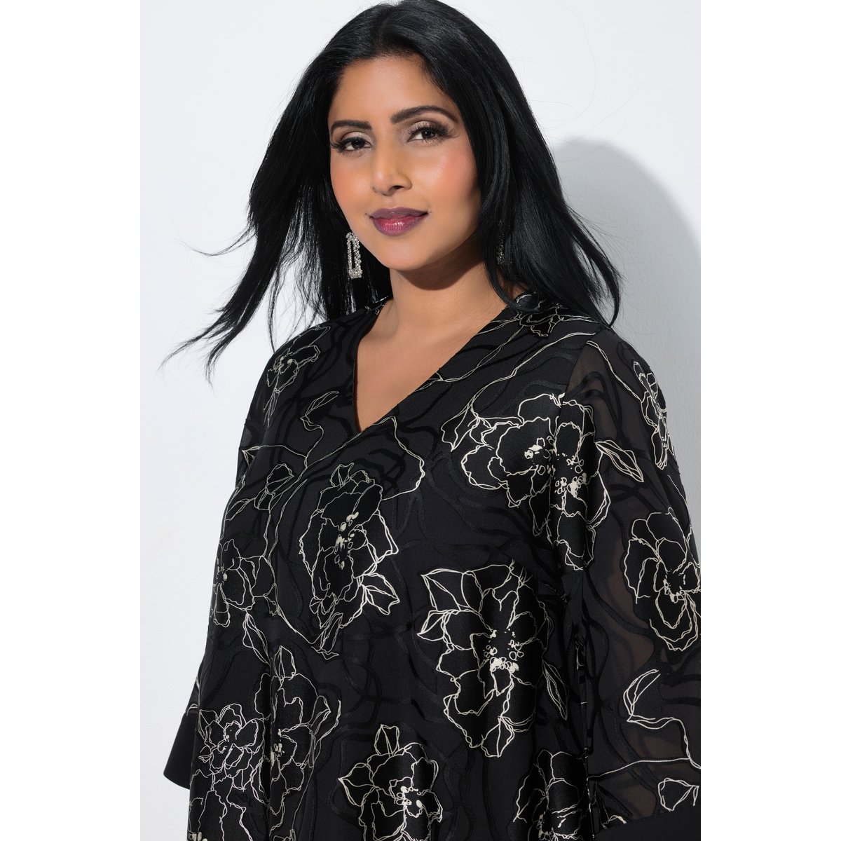Robe en soie mélangée noir, ULLA POPKEN
