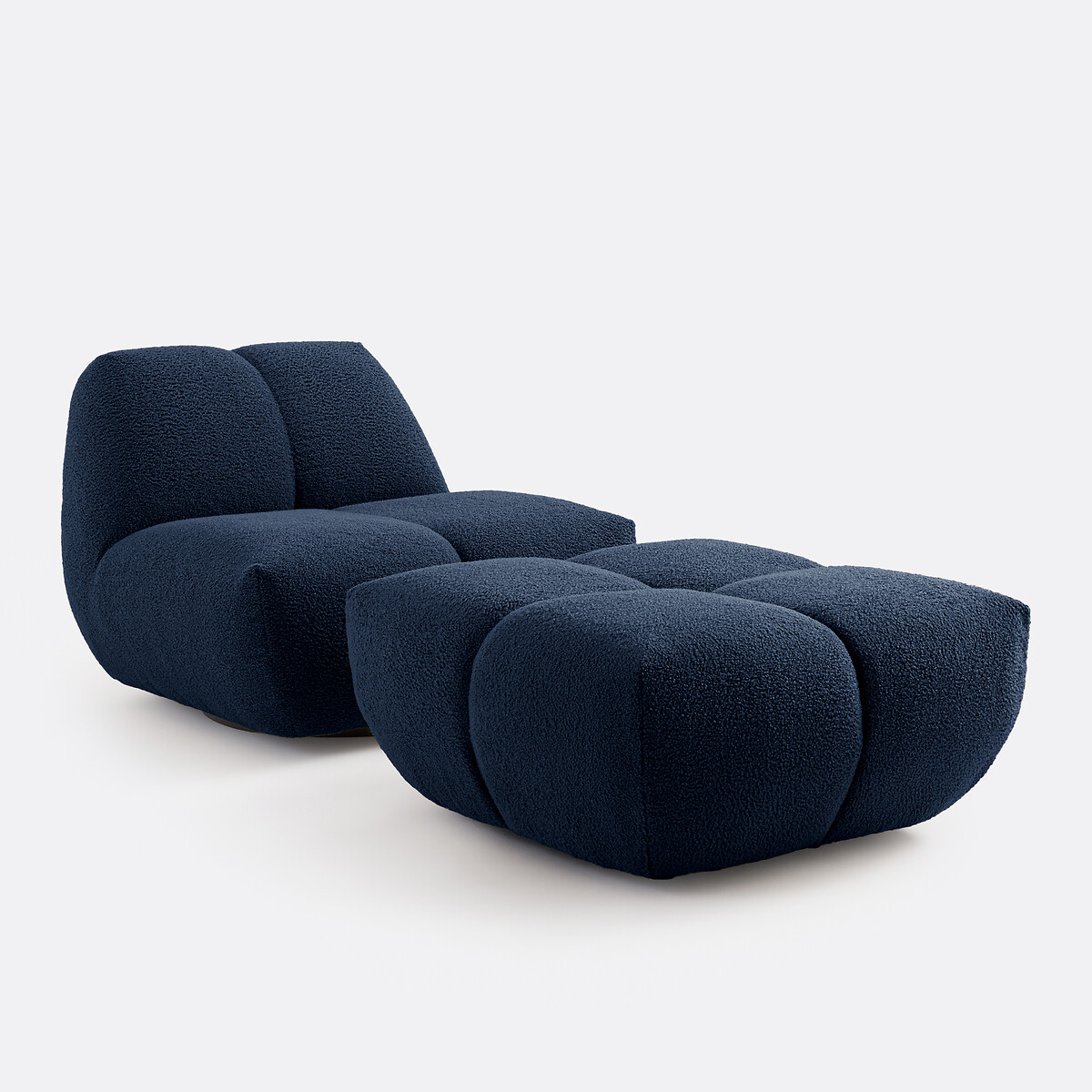 Fauteuil pivotant, bouclette épaisse, Nuria bleu, LA REDOUTE INTERIEURS