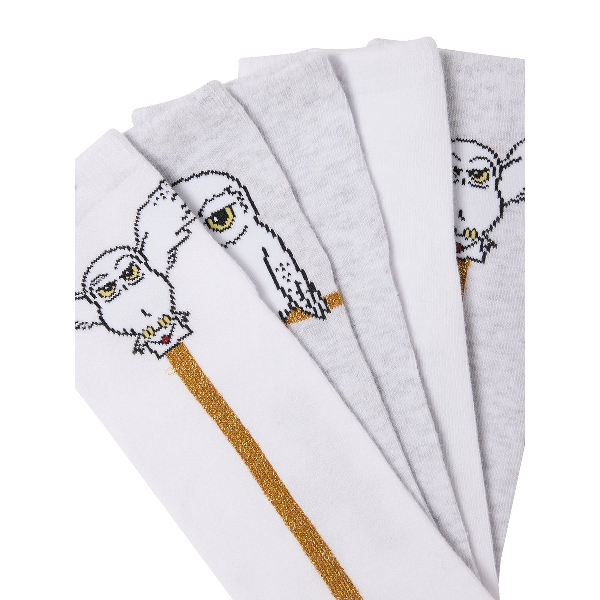 Lot de 5 paires mi-chaussettes Harry Potter® Glitter Hedwige blanc, VERTBAUDET