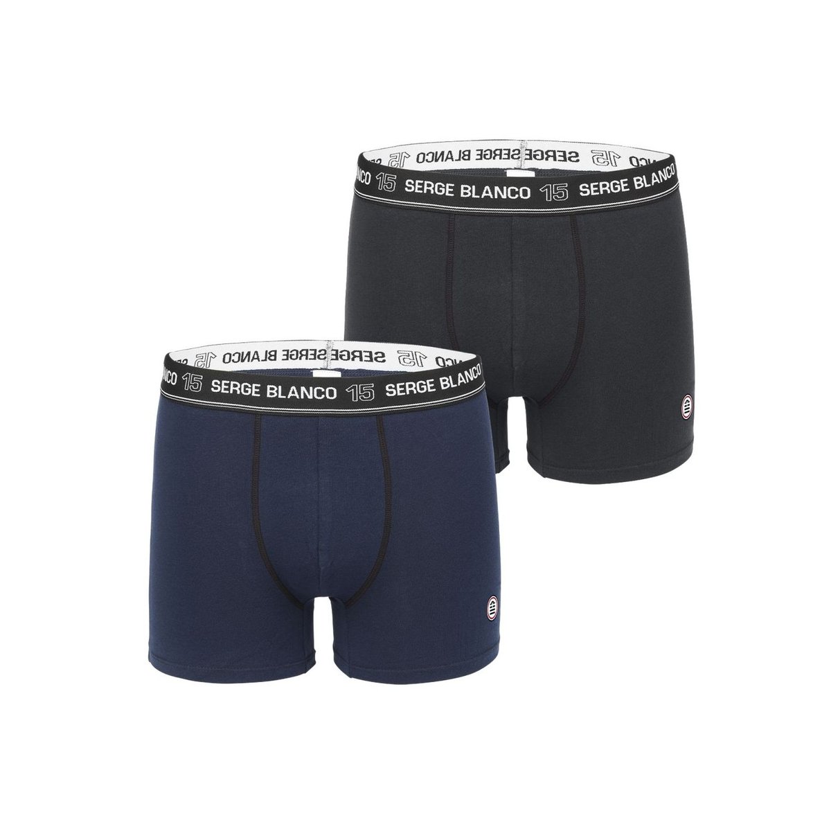 Lot De 2 Boxers Coton Uni noir/bleu, SERGE BLANCO