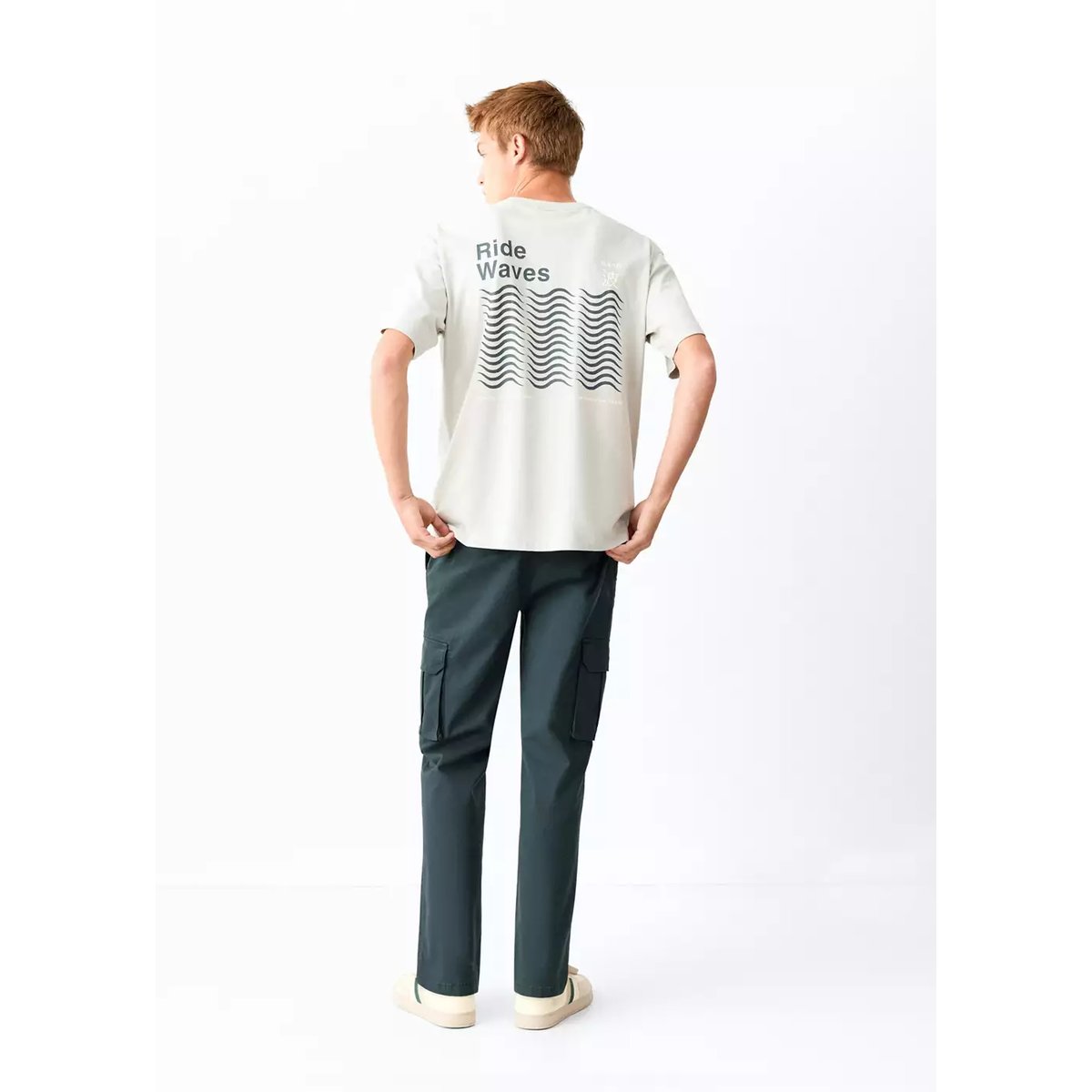 Pantalon droit cargo bleu marine, MANGO TEEN