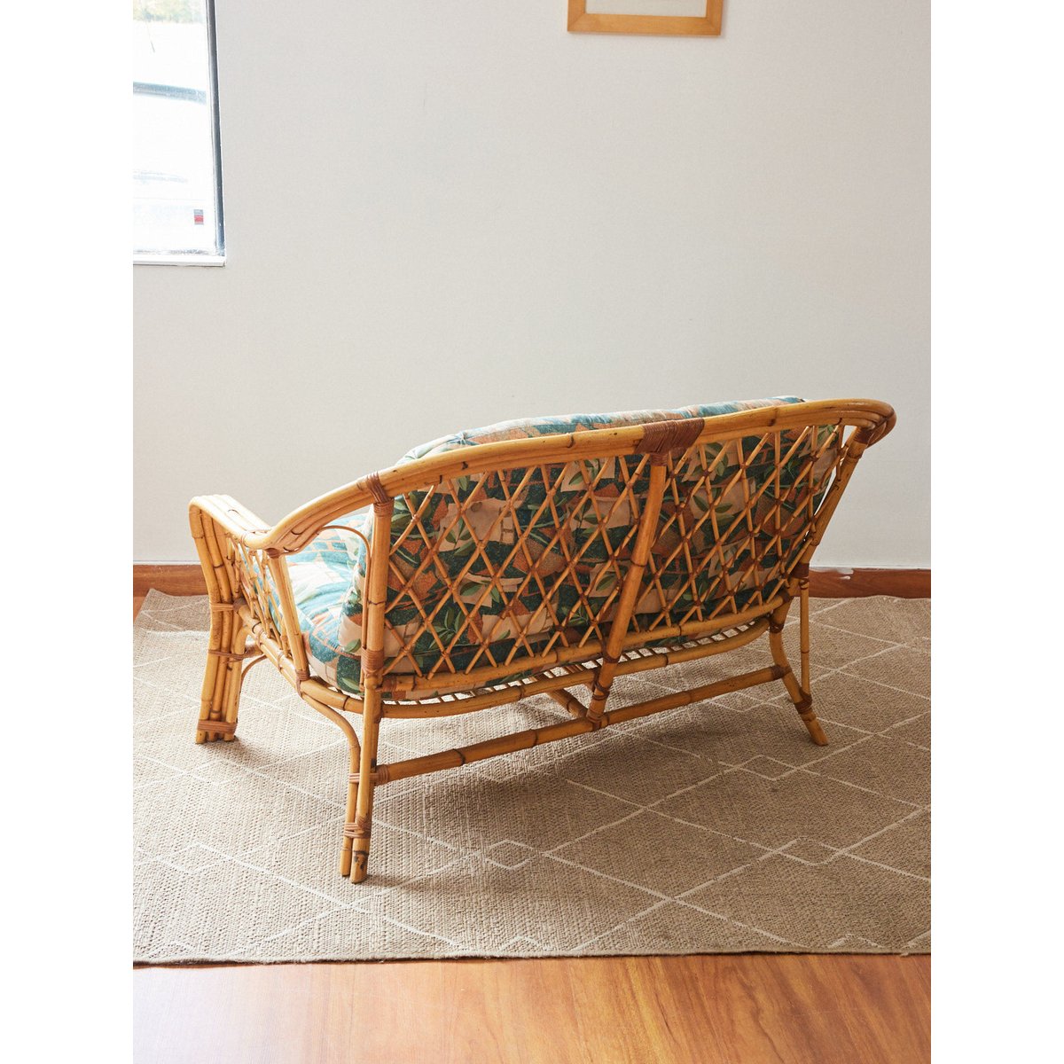 Banquette en rotin Martine N°52 - Bon état bois clair, DEBONGOUT