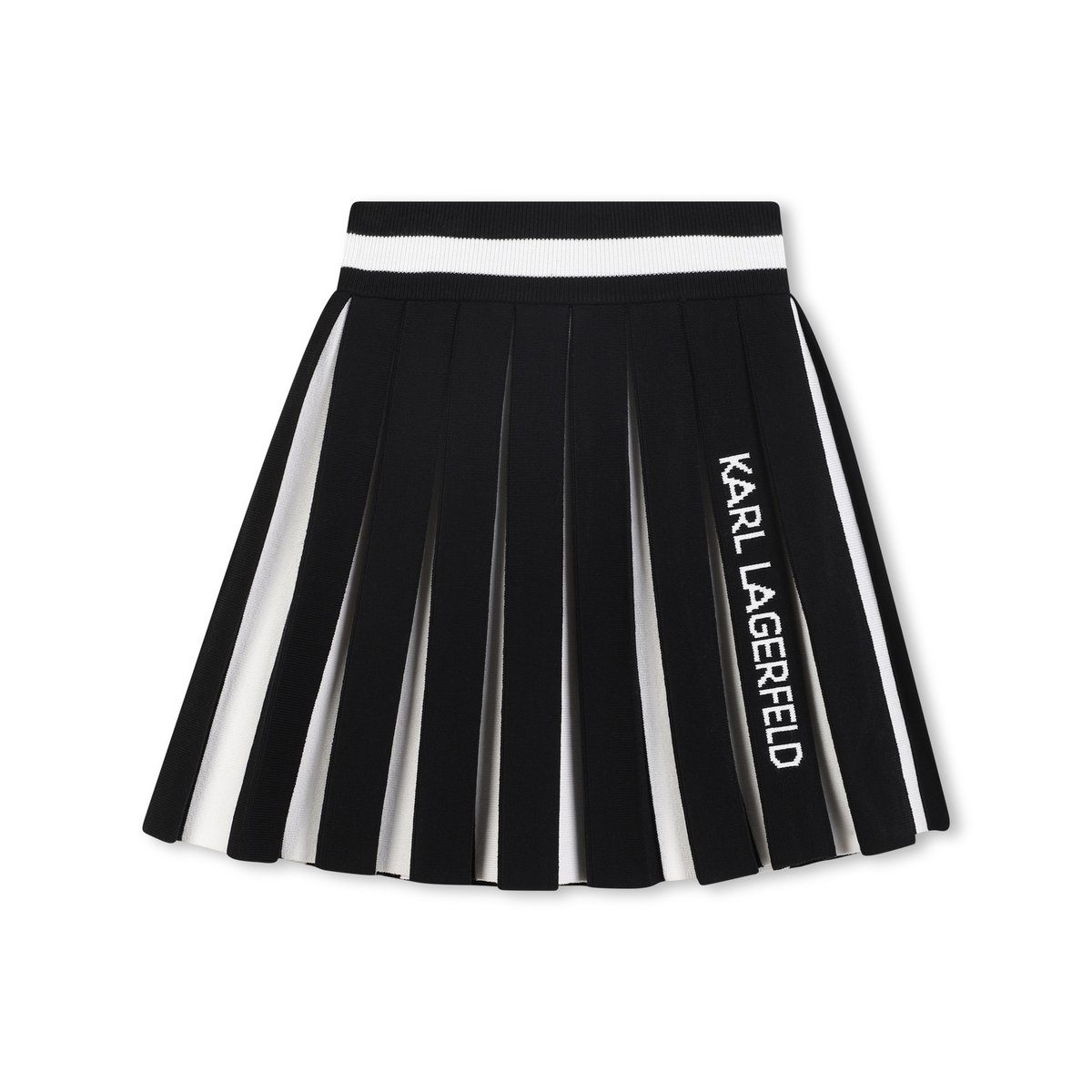 Jupe plissée en maille noir blanc, KARL LAGERFELD KIDS