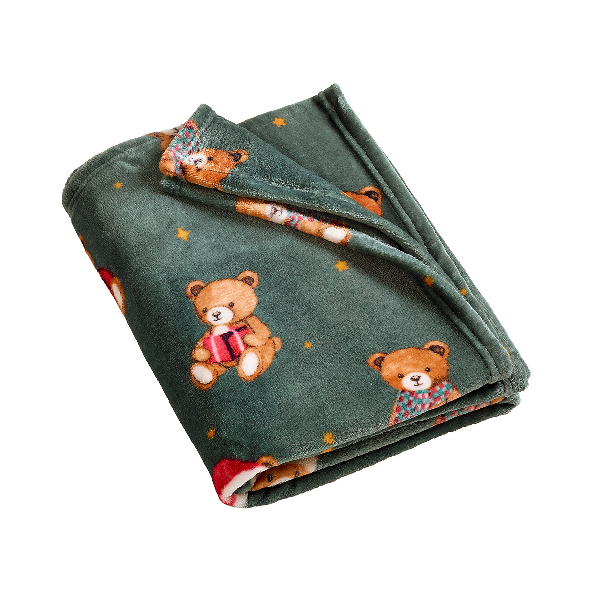 Tartan Teddy Bear Christmas Fleece Cosy Blanket Throw green, CATHERINE LANSFIELD