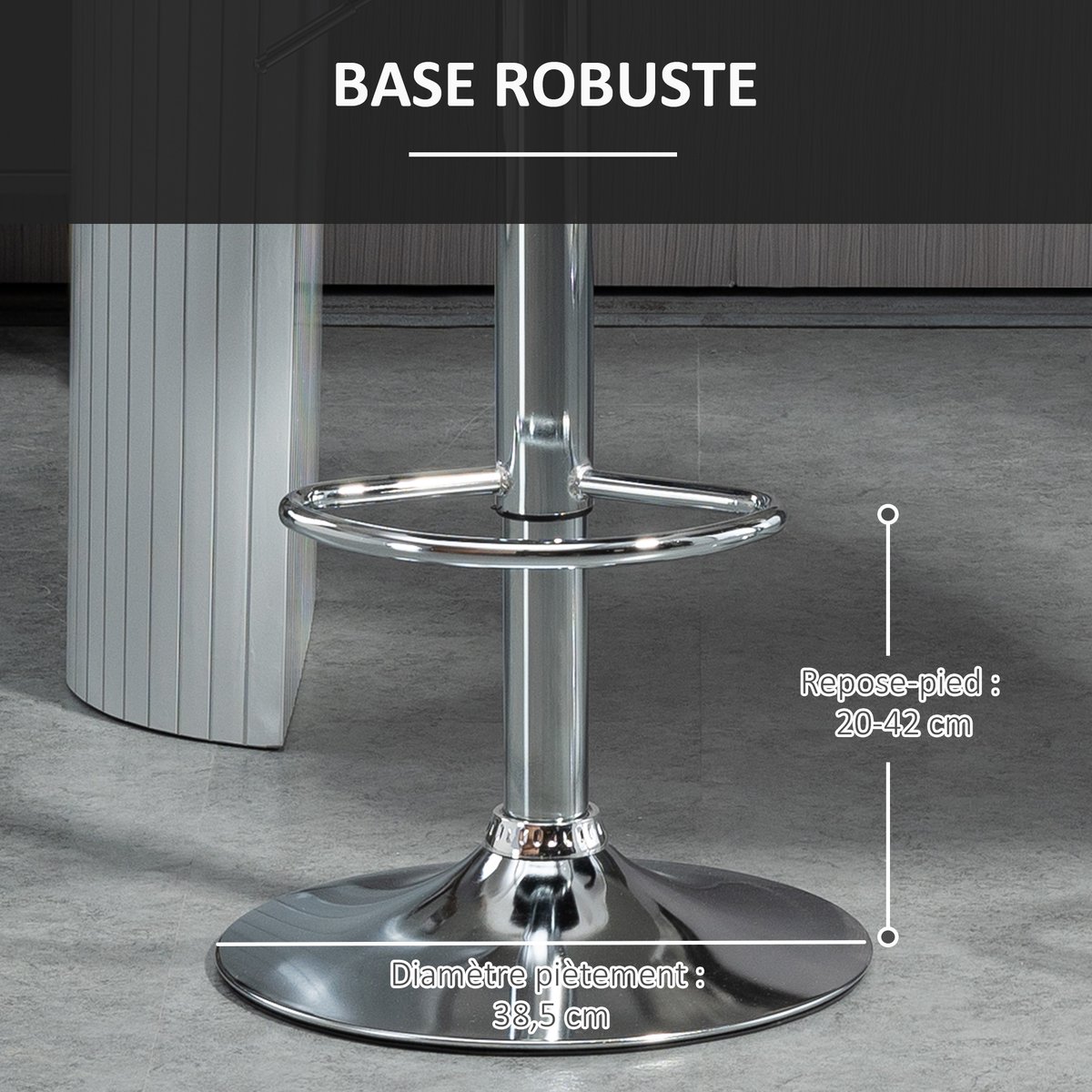 Tabouret de bar Lin Noir noir, HOMCOM
