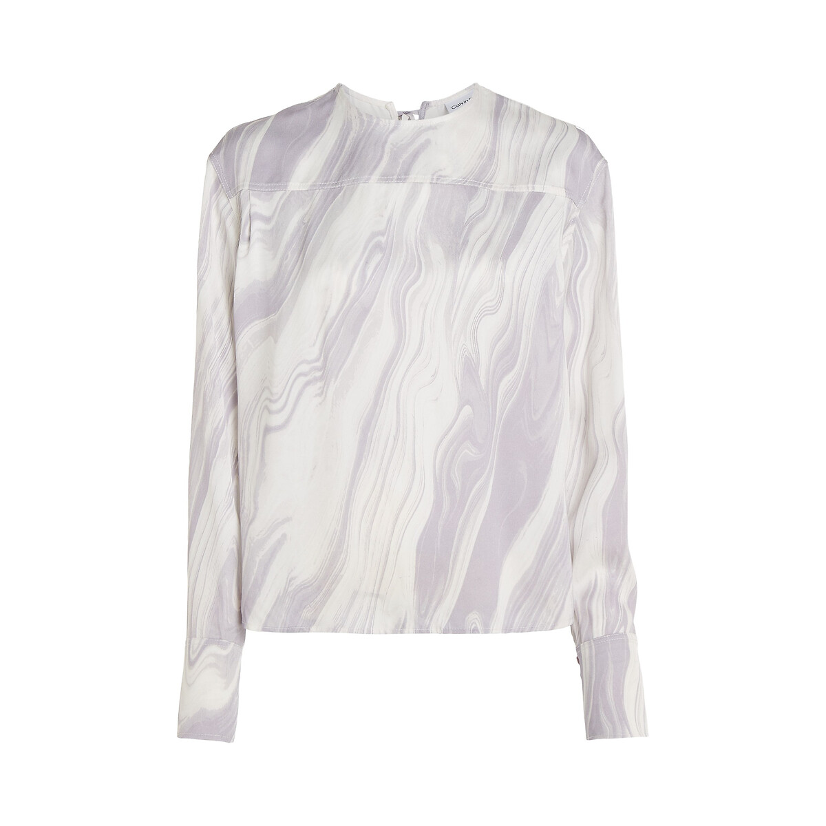 Crew Neck Blouse with Long Sleeves mauve print, CALVIN KLEIN