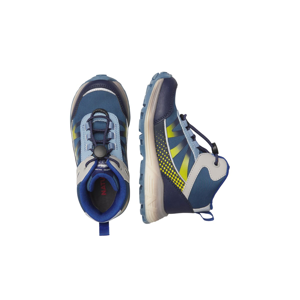 Sneakers en écopelle et tissu DRYFORCE HIGH WP. marine-jaune, NATURINO