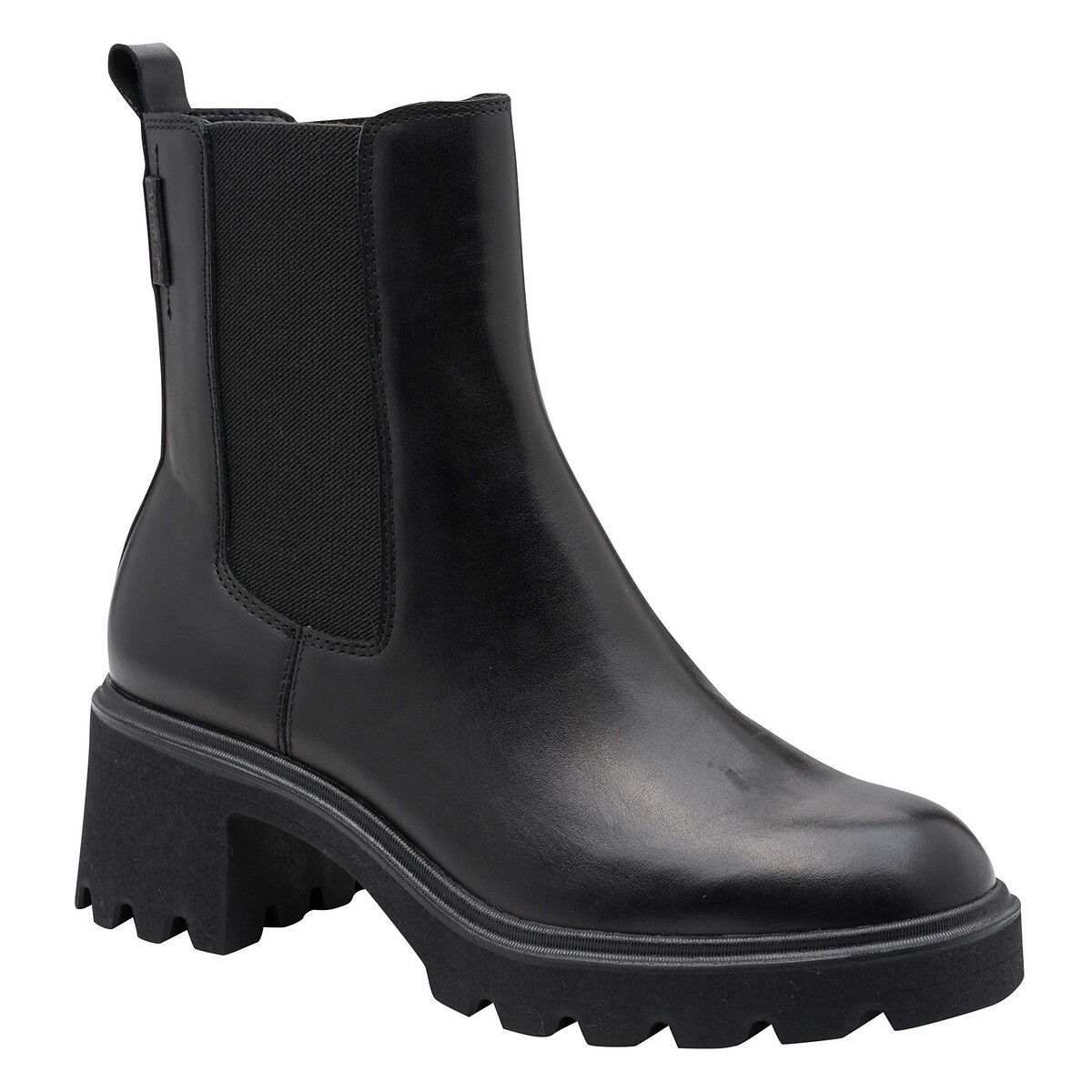 Bottines chelsea en cuir noir, TAMARIS