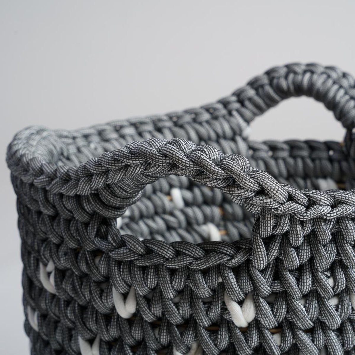 Panier en corde gris et blanc M ELLY gris, WANDA COLLECTION
