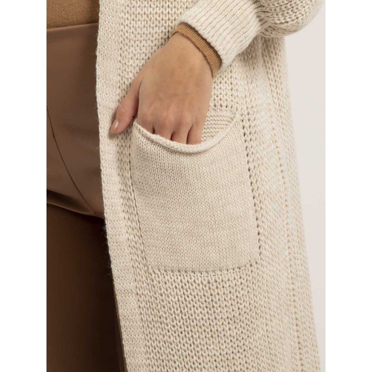 Gilet Long Ouvert Korfa ecru, DONA LISA