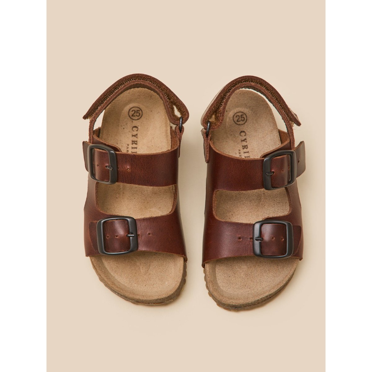 Sandales à brides  en cuir tan, CYRILLUS