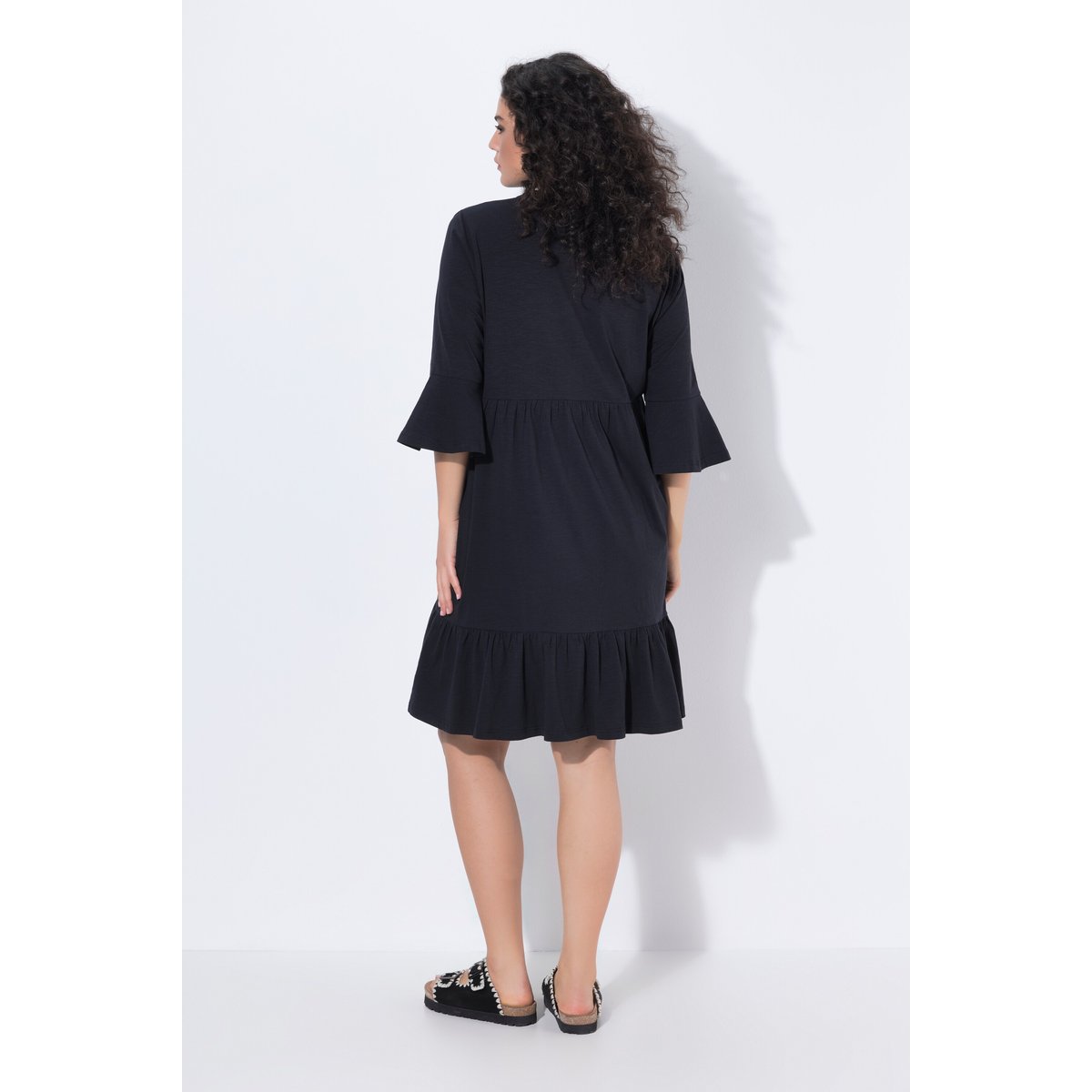 Robe en jersey, coupe évasée noir, ULLA POPKEN