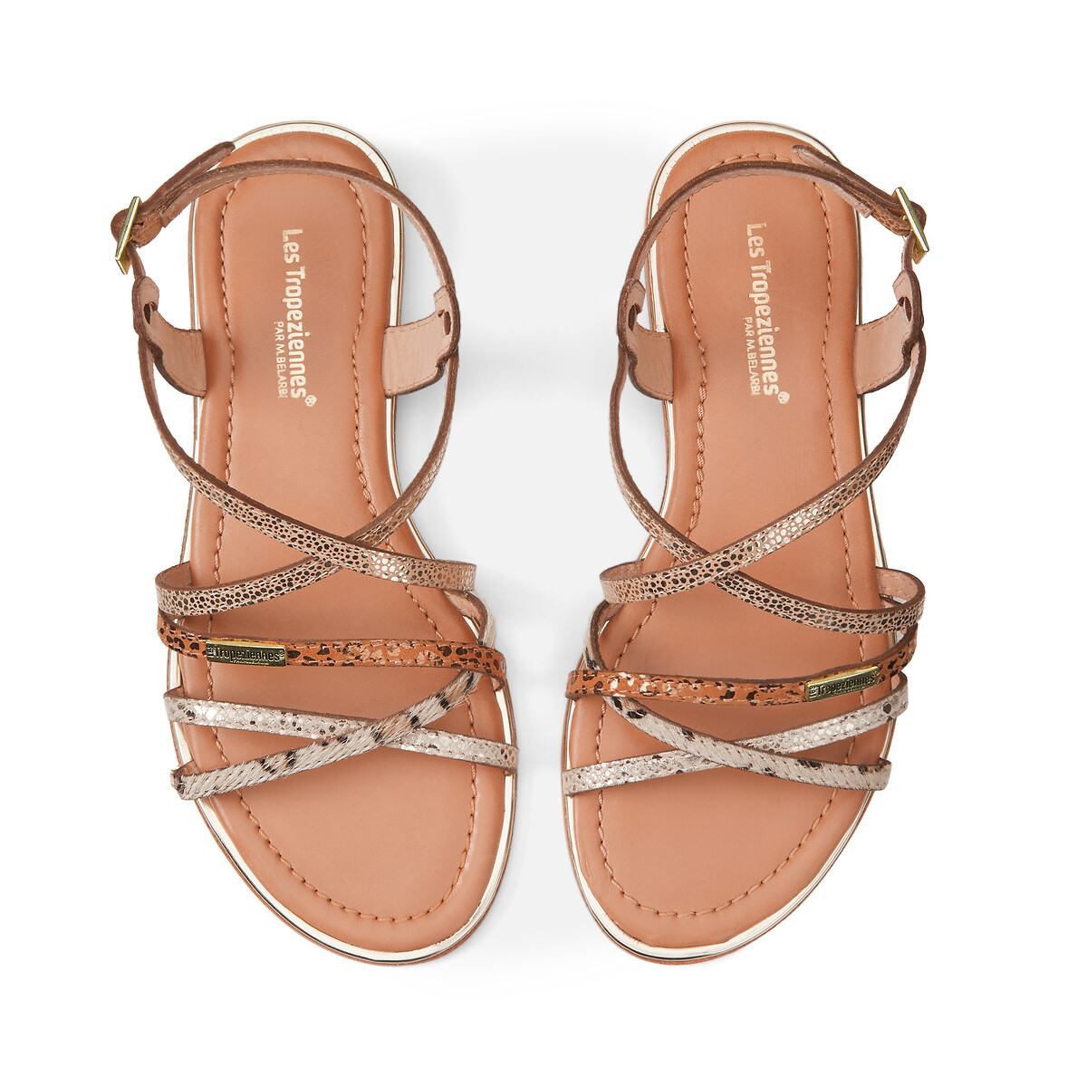 Sandales cuir Harry or/léopard, LES TROPEZIENNES PAR M.BELARBI